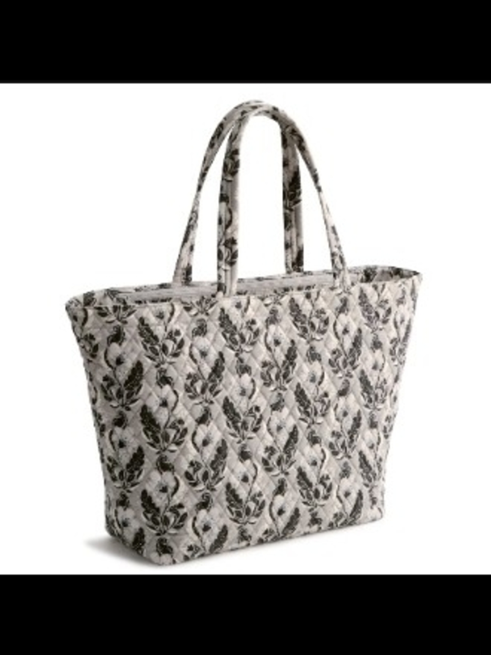 🎄Nwt Vera Bradley Black and Cream Quilted Floral Tote